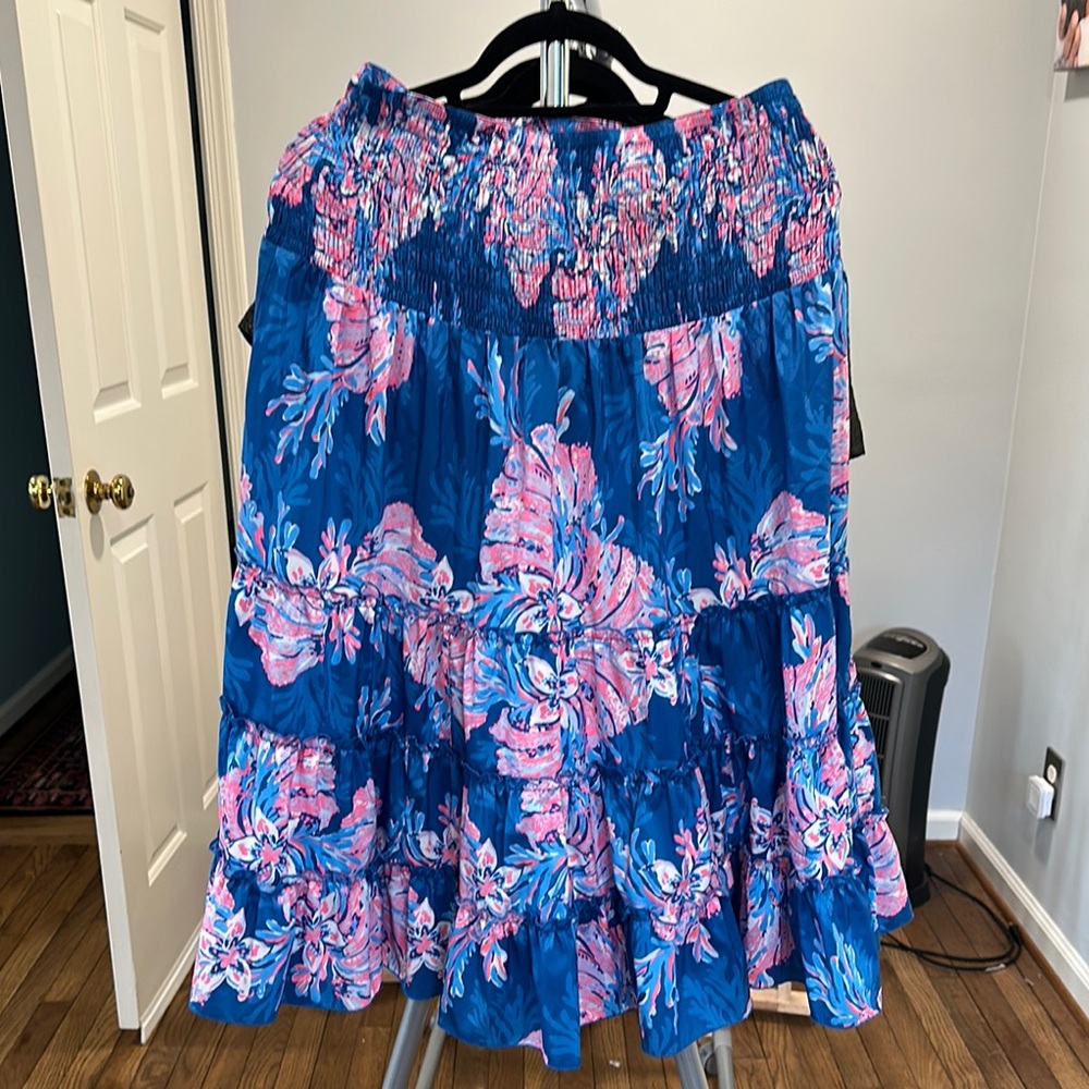 Lilly Pulitzer Floral Blue and Pink Skirt